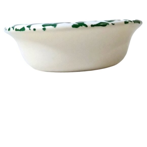 Green & White Country Kitchen Small Round Dish, Heart,‎ Unbranded, Spongeware?? - Picture 3 of 4